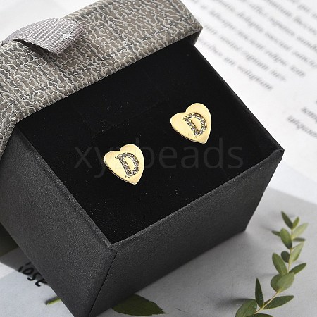 Rack Plating Brass Micro Pave Clear Cubic Zirconia Stud Earrings EJEW-K299-01G-D-1