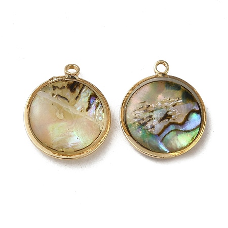 Natural Paua Shell Resin Pendants KK-F865-23G-1