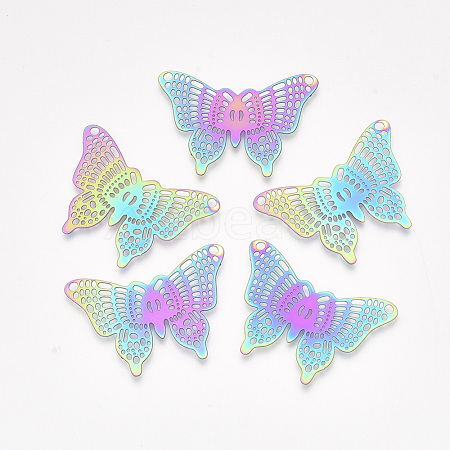 Ion Plating(IP) 201 Stainless Steel Filigree Pendants STAS-S108-49-1