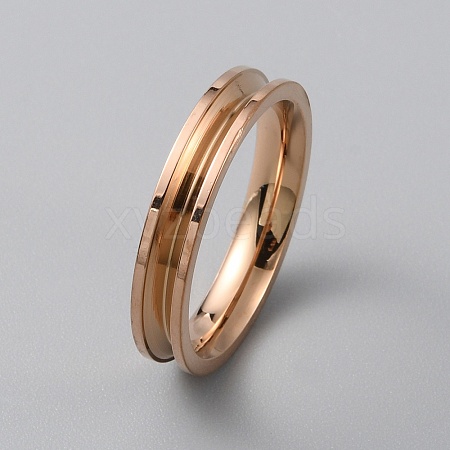 Titanium Steel Grooved Finger Ring Settings RJEW-WH0012-11C-1