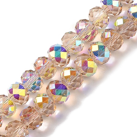 AB Color Plated Transparent Electroplate Beads Strands X-EGLA-H104-06F-1