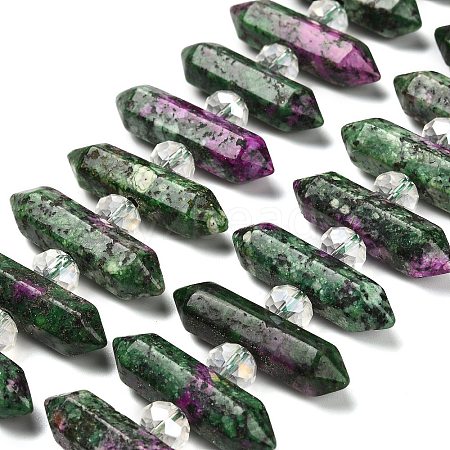 Natural Ruby in Zoisite Double Terminated Point Beads Strands G-H069-B08-01-1