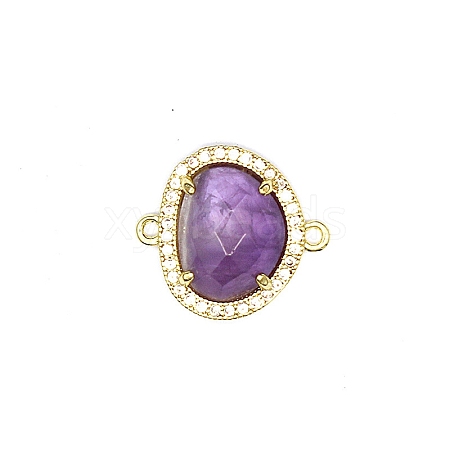 Natural Amethyst Connector Charms PW-WGDDB56-10-1