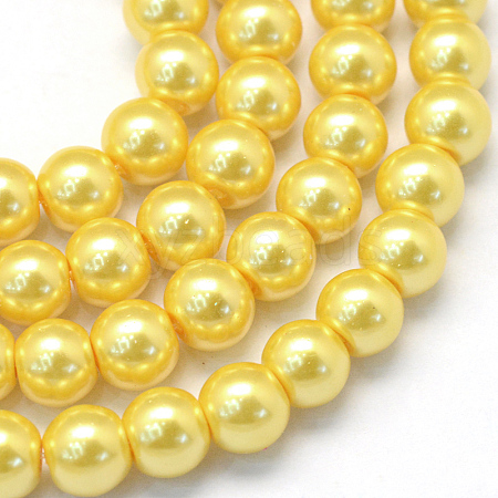 Baking Painted Pearlized Glass Pearl Round Bead Strands X-HY-Q330-8mm-67-1
