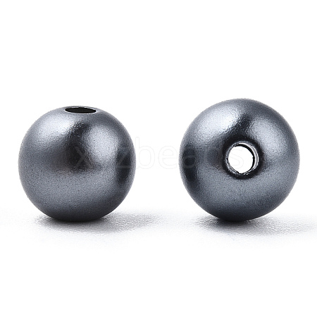 Spray Painted ABS Plastic Imitation Pearl Beads OACR-T015-05B-01-1