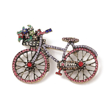 Alloy Rhinestone Flower Bicycle Brooches JEWB-S023-05A-1