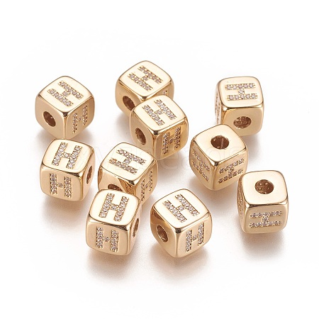 Brass Micro Pave Cubic Zirconia Beads KK-K238-16G-H-1