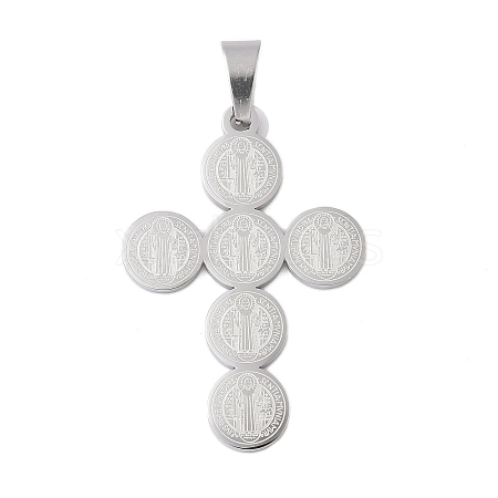 Tarnish Resistant 304 Stainless Steel Saint Benedict Medal Cross Pendants STAS-F012-12-1