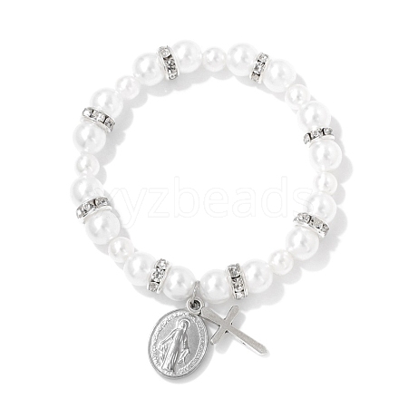 Cross & Virgin Mary Charms Stretch Bracelets PW-WGD1F75-02-1