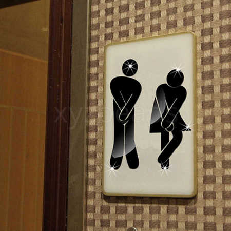 3D Plastic Self-Adhesive Man & Woman Pattern Mirror WC Sign DIY-WH0308-145B-1