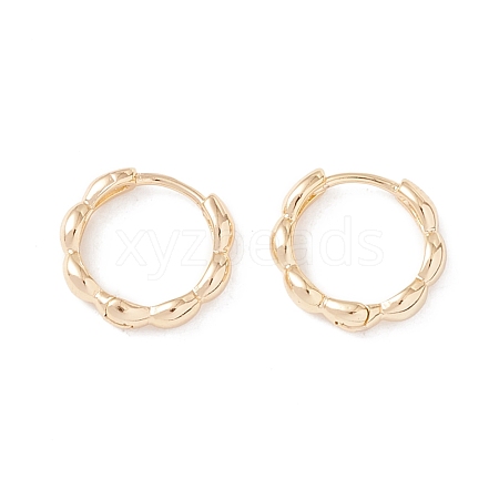 Brass Oval Beaded Hoop Earrings for Women KK-A158-04G-1