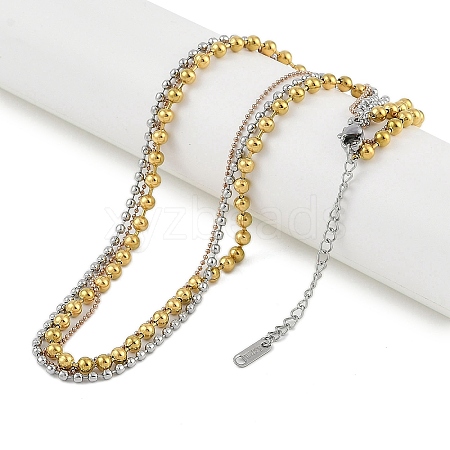 Stainless Steel Ball Chain Multi Layered Necklaces for Women NJEW-D088-02G-02-1