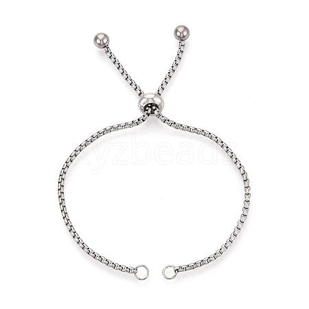 201 Stainless Steel Box Chain Slider Bracelet Making STAS-N120-01P-1