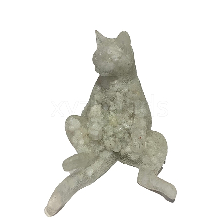 Orgonite Cat Natural Moonstone Resin Ornaments for office Home Desk Decorations PW-WG26C51-05-1