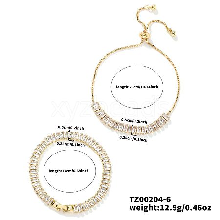 2Pcs 2 Styles Brass Cubic Zirconia Cup Chain Fashionable and Elegant Bracelets Sets ZI9900-1