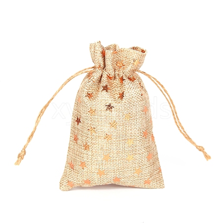 Rectangle Hot Stamping Burlap Packing Pouches Drawstring Bags PW-WG27580-06-1