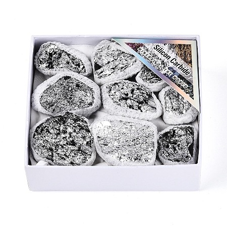 8~12Pcs Electroplated Natural Coal Quartz Geode Cornucopia Mineral Specimen G-N360-03D-1