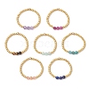 Natural Gemstone with 304 Stainless Steel Beads Finger Rings for Women RJEW-JR00984-2