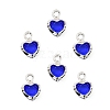 Heart Brass Glass Charms KK-S385-01S-05-1