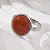 Half Round Natural Red Jasper Finger Rings RJEW-M062-01P-19-5