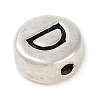 925 Sterling Silver Flat Round with Letter Beads STER-G044-01AS-D-2