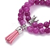 Dyed Natural Chalcedony Round Beads Stretch Bracelets Set for Girl Women BJEW-JB07058-5