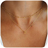 Bohemian Style Stainless Steel Double Layer Initial Pendant Necklaces FS-WGDC616-02-1