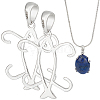2Pcs 925 Sterling Silver Prongs Pendant Blank Fish Cabochon Settings STER-BC0002-60P-1