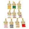 Rack Plating Brass Micro Pave Clear Cubic Zirconia Pendants ZIRC-L100-158G-1