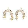 Rack Plating Brass Micro Pave Cubic Zirconia Stud Earring EJEW-C081-35G-1