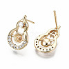 Brass Micro Pave Clear Cubic Zirconia Stud Earring Findings KK-S360-006-NF-2