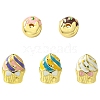 5Pcs 5 Styles Donut & Cake Rack Plating Brass Enamel Beads KK-CJ0002-83-1