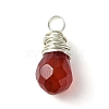Natural & Synthetic Mixed Gemsotone Faceted Teardrop Charms with Eco-Friendly Copper Wire Wrapped PALLOY-JF02353-02-2