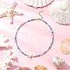 5Pcs 5 Colors Summer Beach Natural Amethyst & Green Aventurine & Dyed Agate Round Beaded Necklaces NJEW-JN05262-4