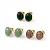 Gemstone Oval Stud Earrings EJEW-L282-10G-1