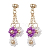 Handmade Glass Seed Beads Flower & 304 Stainless Steel Dangle Stud Earrings for Women EJEW-JE06202-4