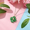 Dyed Natural Malaysia Jade Clover Pendant Necklaces NJEW-JN05132-05-1