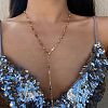 Cross Brass with Rhinestone Lariat Necklaces FS-WG1426B-06-1