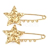 Textured Star 304 Stainless Steel Safety Pins Brooch Findings SA-CBA098D-16G-G04-1