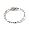 304 Stainless Steel Beaded Open Cuff Ring for Women RJEW-E070-02P-2