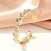 304 Stainless Steel Flower Open Cuff Bangles for Women BJEW-M316-01G-6