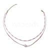 Glass Beaded Double Layer Necklaces NJEW-MZ00070-02-4