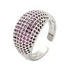 Real Platinum Plated Brass Micro Pave Clear Cubic Zirconia Cuff Rings RJEW-L113-016P-02-1