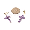 Natural Mixed Gemstone Beaded Cross Dangle Stud Earrings EJEW-JE05200-4