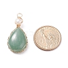 Natural Green Aventurine Copper Wire Wrapped Pendants PALLOY-JF01398-06-2