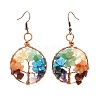 Natural & Synthetic Mixed Gemstone Chips Braided Ring with Tree of Life Dangle Earrings EJEW-JE04878-01-2