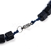 Synthetic Blue Goldstone Hexagon Prism Graduated Beaded Necklaces for Women Men NJEW-K388-03V-3