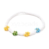 Handmade Daisy Flower Baking Paint & Dyed Glass Seed Beaded Stretch Bracelets BJEW-JB07668-04-1