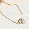 304 Stainless Steel Pave Clear Cubic Zirconia Heart Link Bracelets SA-CBA5F76-05G-3