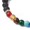 Adjustable Chakra 6mm Round Natural Dyed Malaysia Jade & Tiger Eye & Lava Rock BJEW-JB10614-3